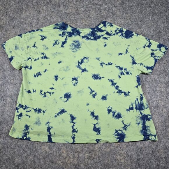 Natural Reflections Womens XL Tie Dye V-Neck Short-Sleeve T-Shirt Green Blue - Picture 2 of 7